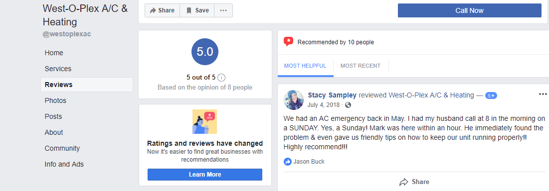 Facebook Review Screenshot