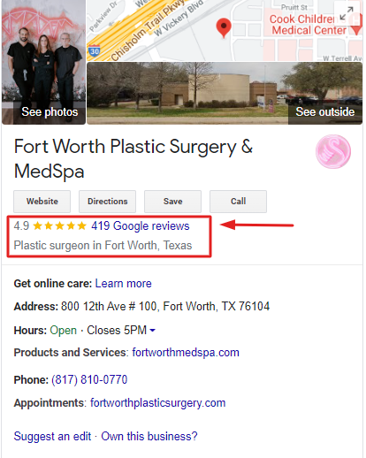 Google Reviews Fort Worth Plastic Surgery