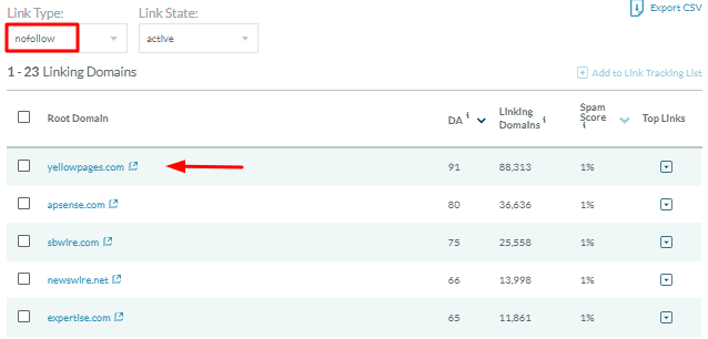 NoFollow Links Screenshot
